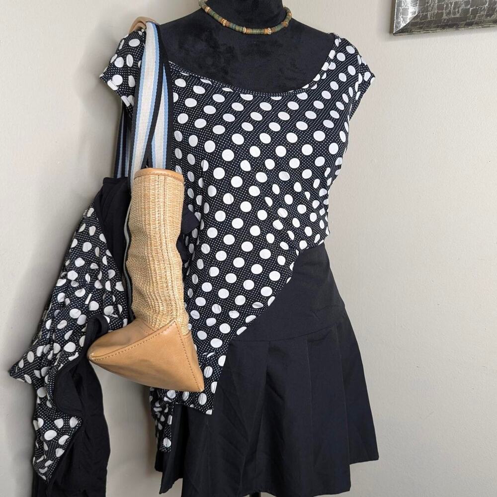 2 pc black and white polka dot set 3X